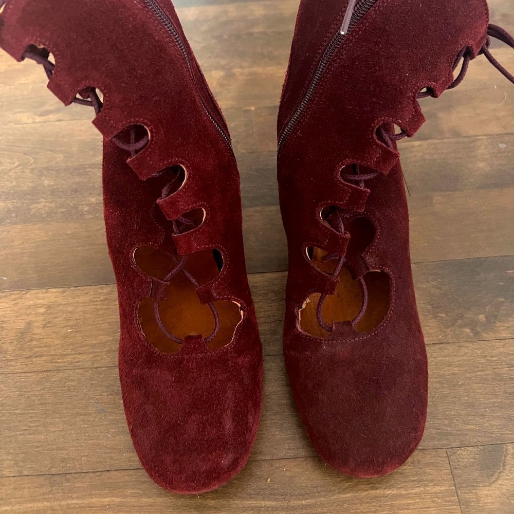 Brand new Jonak boots heels, size 37 euro, burgundy. I wore them once.